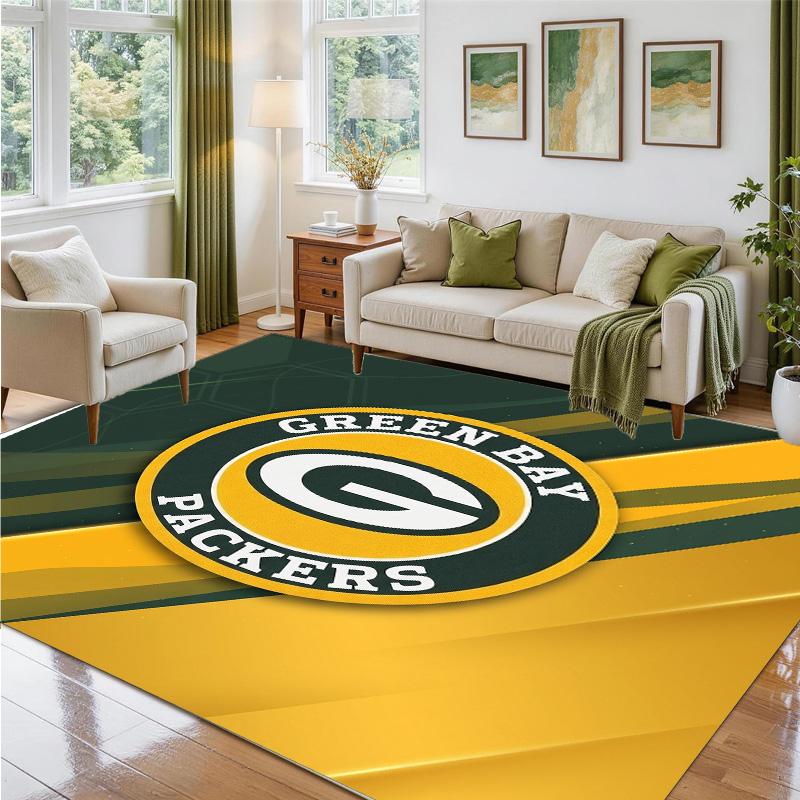 Green Bay Packers Design Crystal Velvet Rug Soft Decorative Mat for Bedroom Entrance