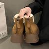 Thick-soled Heightening Snow Boots 22 Winter New Plush Warm Fluffy Short Boots Ugly Cute Big Head Cotton Shoes