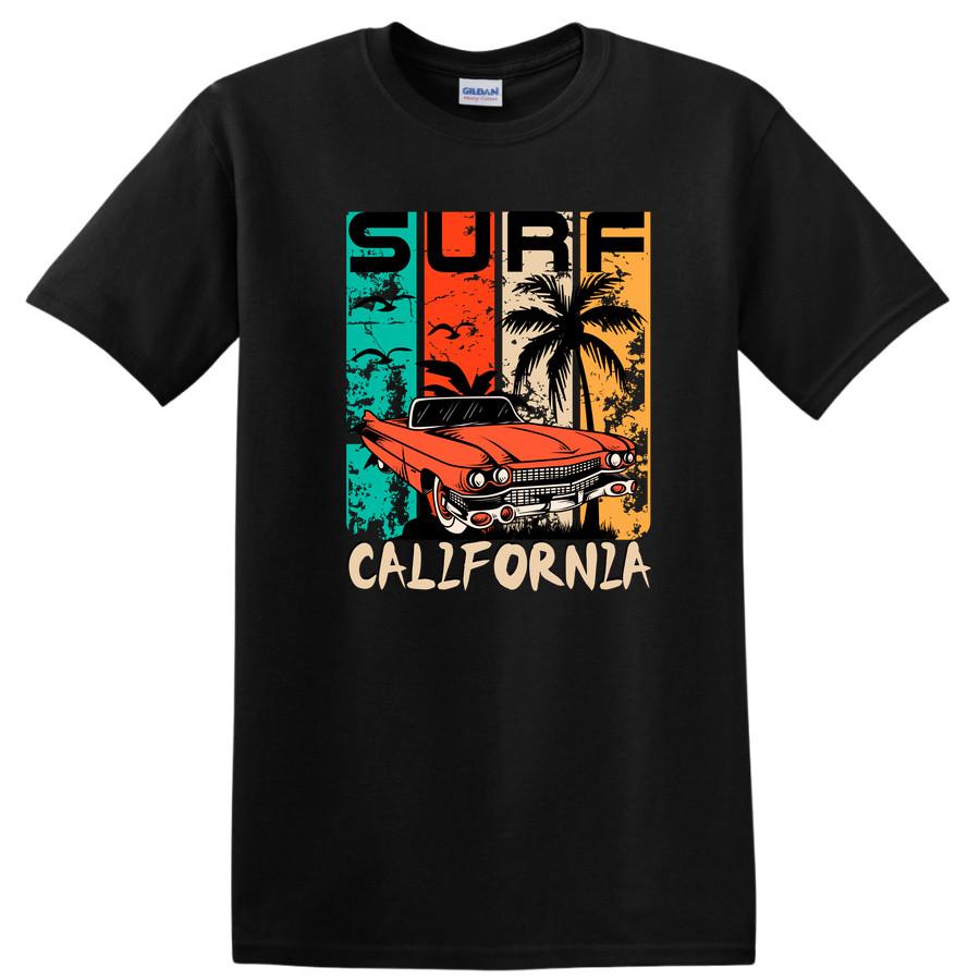 Surf California Vintage Car Graphic T Shirt Retro Beach Tee Summer Vibes