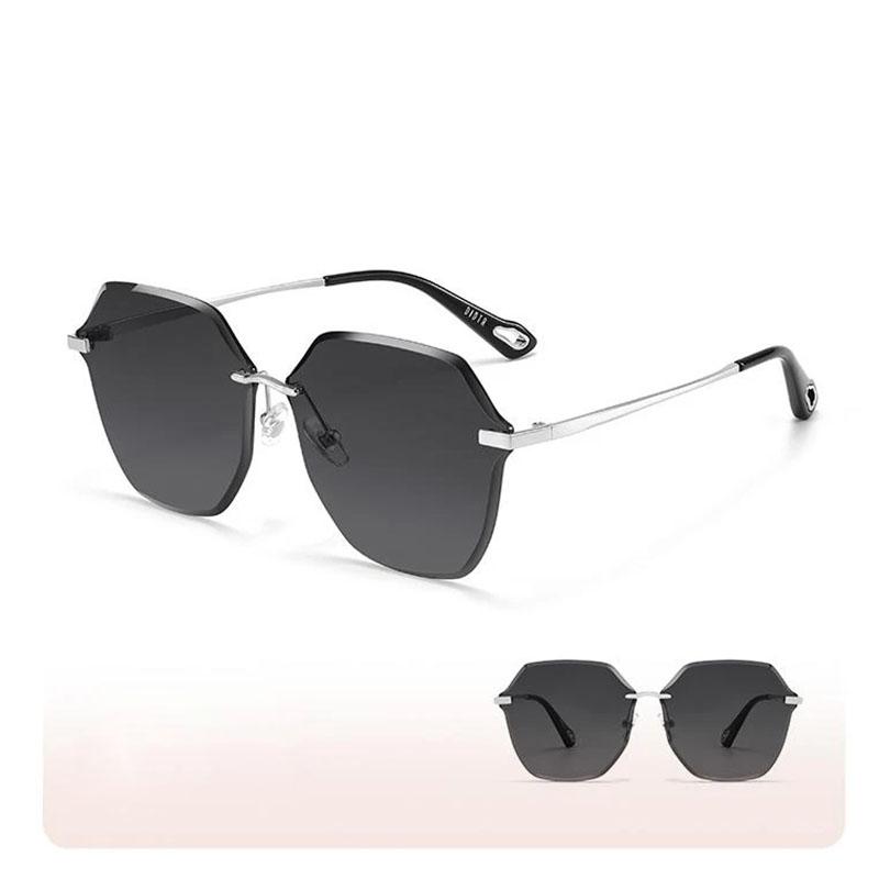 Non-polarized Oversized Frameless Cut Edge Sunglasses Female Fashionable Driving Sun Glasses