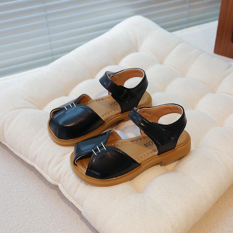 Girls sandals 2025 summer new children's fish mouth bag head little girl princess shoes soft sole breathable casual sandals