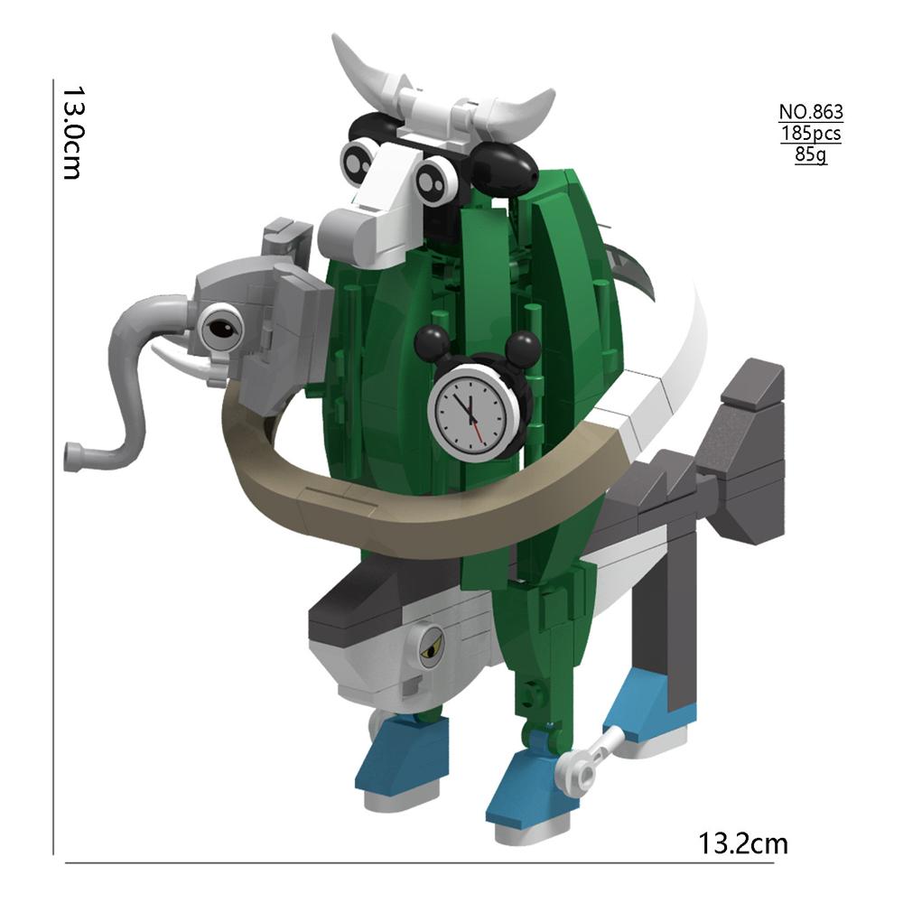 Italian Brainrot Animal MOC Building Block Tung Tung Tung Sahur Wheel Frog Elephant Tree Monster Monkey Toy Desk Decoration Q064