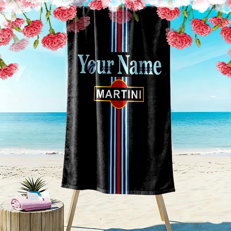 Martini Custom Name Print Beach Towel Large Soft Quick Dry Towel For Beach Camping Swimming