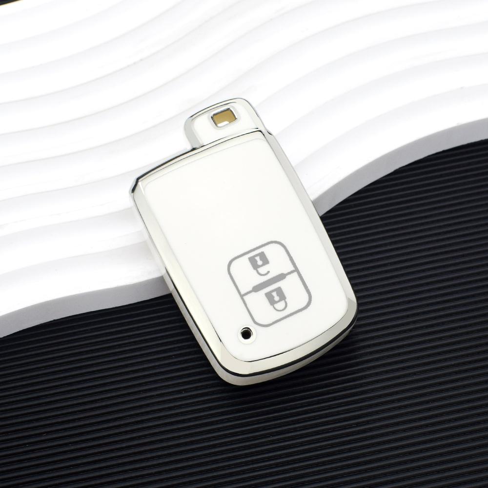 

2 кнопки ТПУ чехол-брелок для Toyota CHR Avalon Land Cruiser Corolla Camry RAV4 Highlander Auris чехол для ключа дистанционного управления автомобилем серебряный/белый