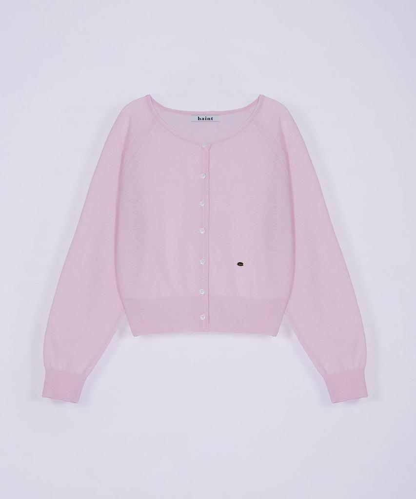 Haint Soft Round Neck Button Cardigan 3Col_Pink