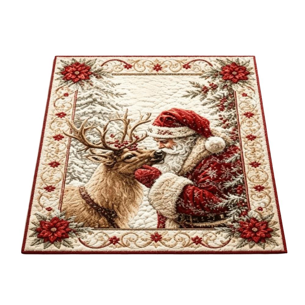 Santa Claus Christmas 3D Illusion Rug 2D Flat Printed Xmas Rug Christmas Small Carpet Christmas