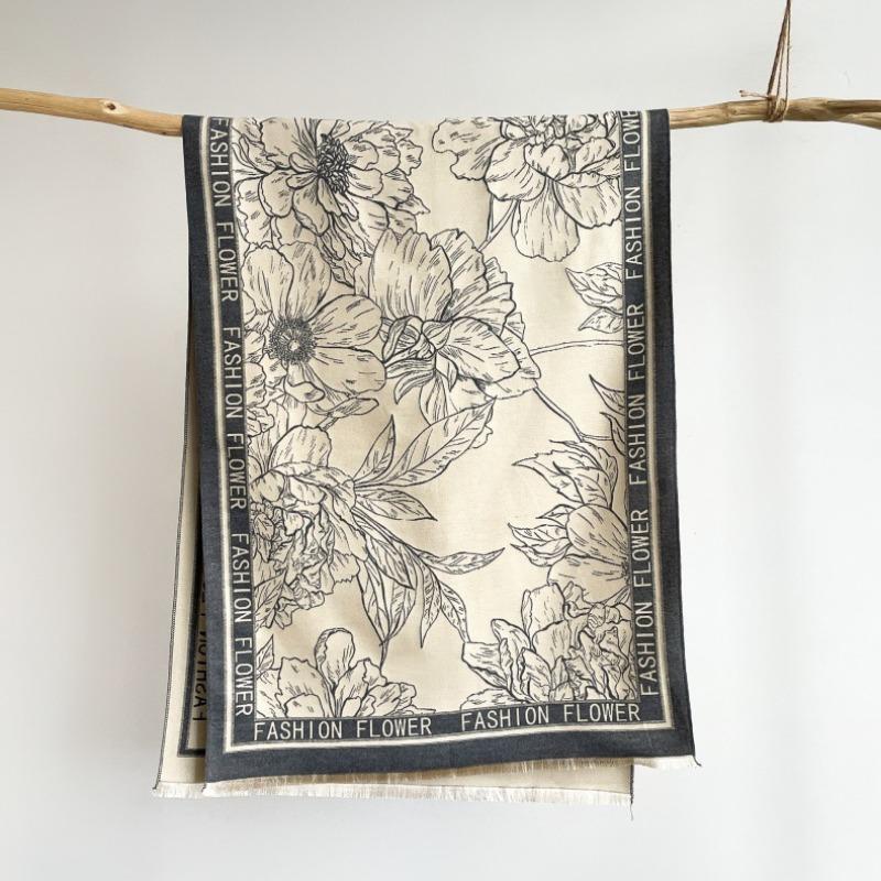 High-end imitation cashmere scarf women's new winter printing thickened warm scarf versatile air-conditioned room sweet girl shawl