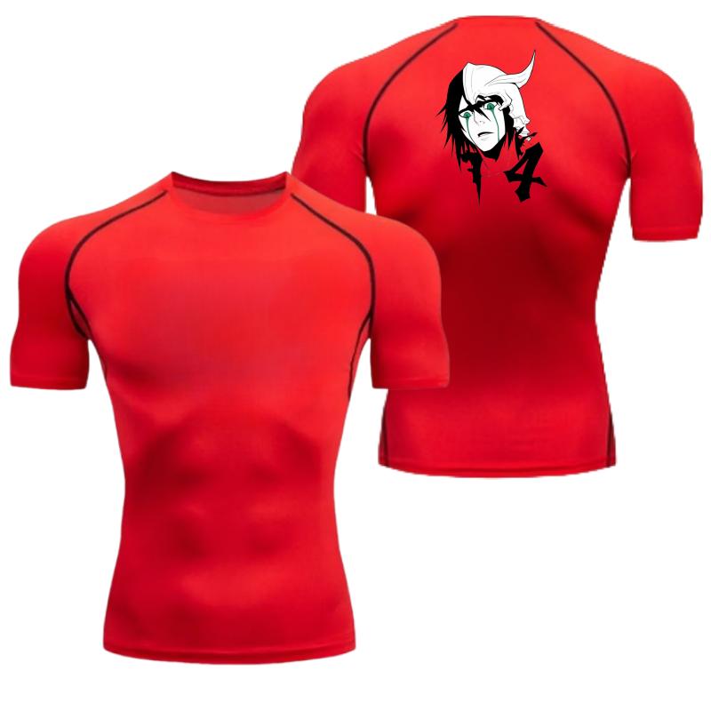 Bleichmittel Kleidung Fitness Kompression Lauf-T-Shirt Herren Tops Fledermausdruck T-Shirts Herren Schnelltrocknend Gym Sportbekleidung T-Shirt für Herren