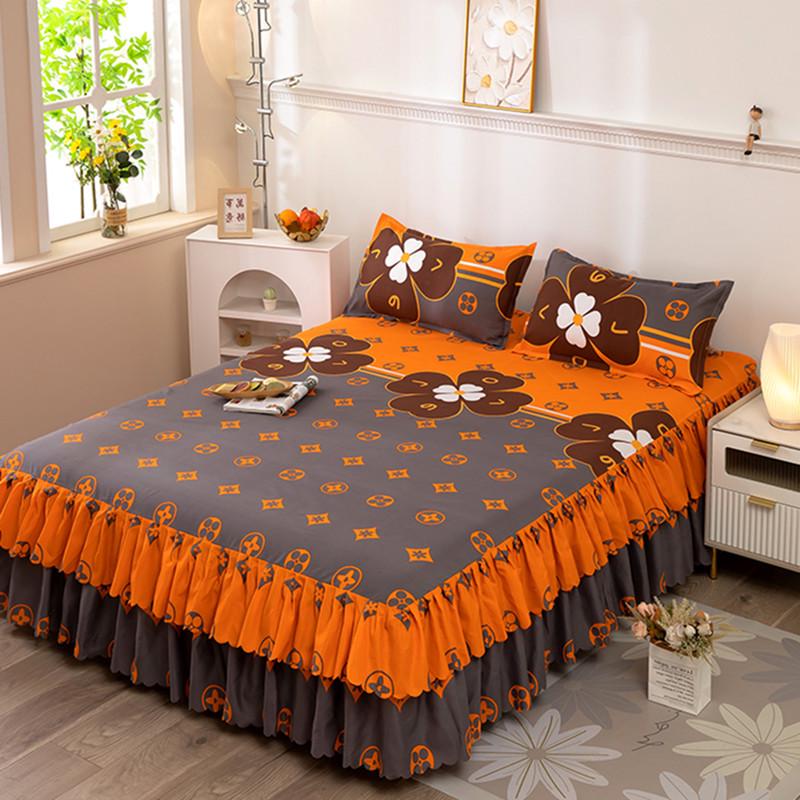 Skin-Friendly Non-Slip Fitted Bed Skirt and Mattress Protector for 1.8m Double Bed
