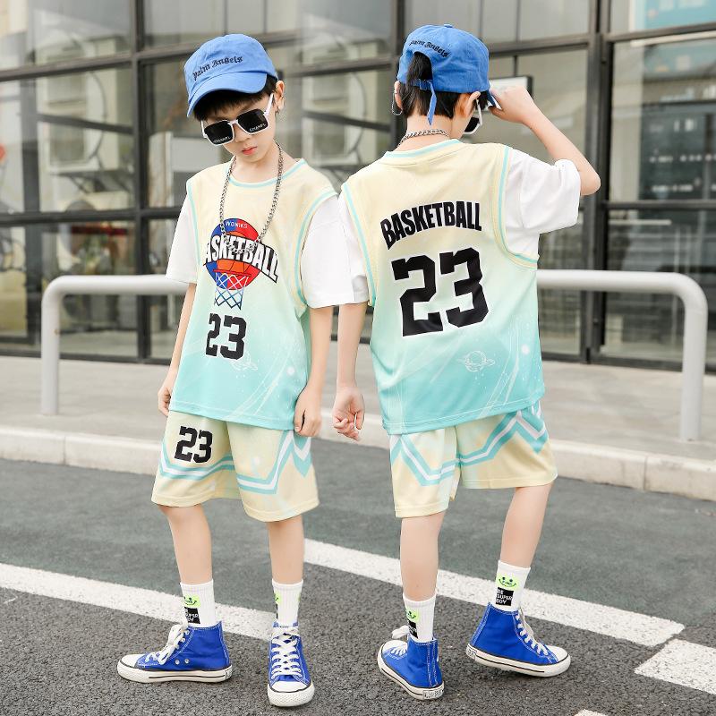 Summer new men's and children's basketball suit outdoor women's sports training quick-drying jersey short-sleeved shorts two-piece set