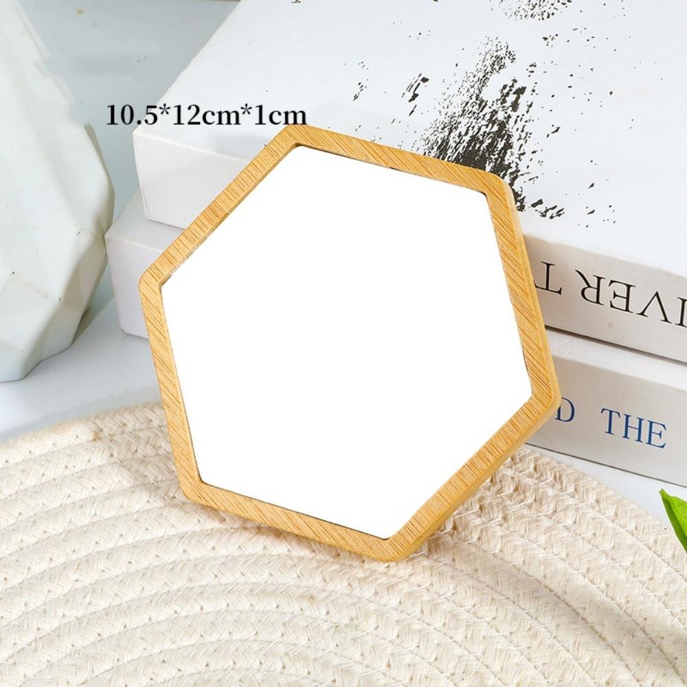 1Pcs Simple Wooden Portable Mirror Mini Small Makeup Mirrors Female Hand-held Beauty Tool Round mirror Make Up Tools
