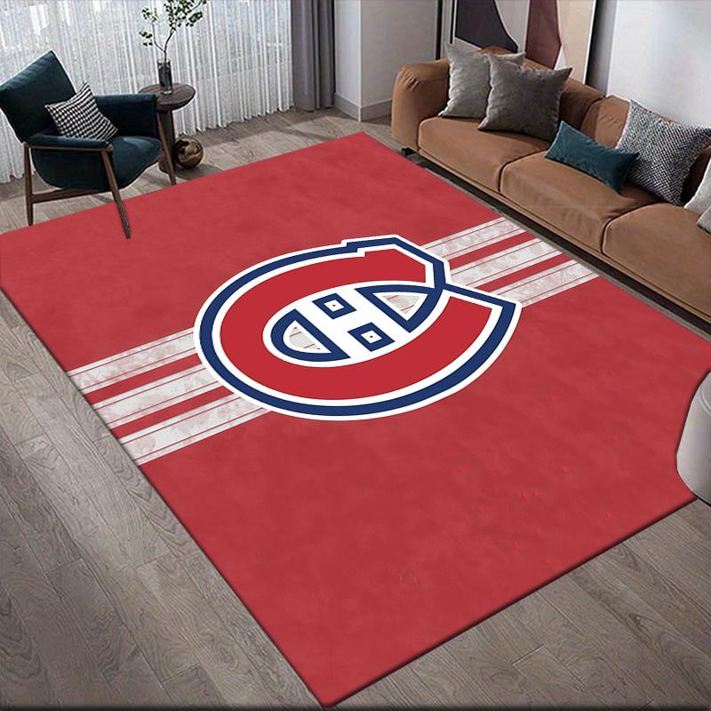 Montreal Canadiens3 Flannel Pattern Square Carpet,Area Rug,Carpet Rug for Living Room Bedroom Sofa Playroom Decor,Non-slip Floor Mat