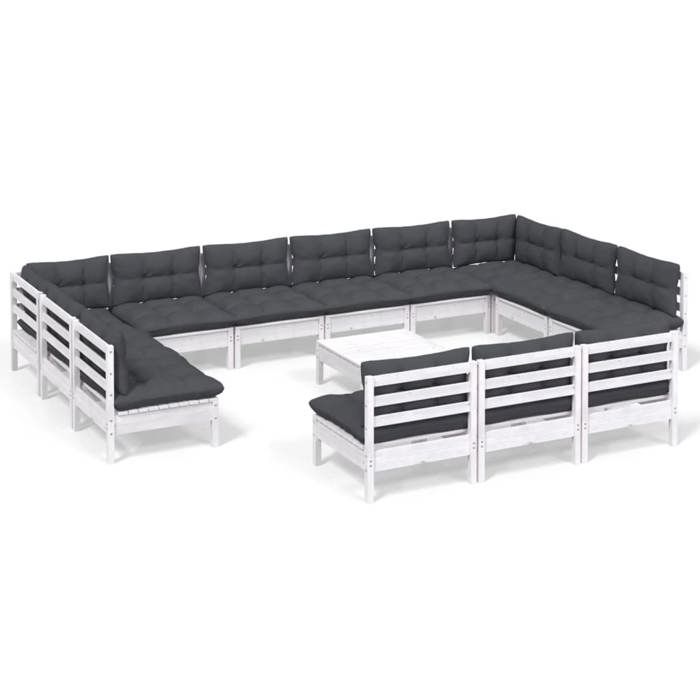 VidaXL Salon de Jardin avec Coussins 13 pcs, Canapés avec Pieds Réglables, Ensemble de Meubles d'Extérieur Patio Terrasse, 3224057