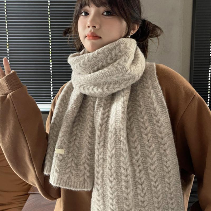 Sciarpa Vintage in Maglia da Donna Autunno Inverno Stile Coreano Versatile Calda Ispessita Sciarpa da Collo Studentesca Modello da Coppia