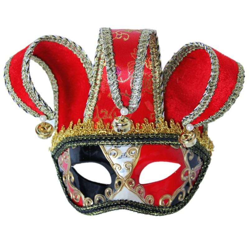 Maschera Mezza Faccia da Gentiluomo Retrò Veneziana Maschera di Carnevale in Stile Italiano con Campanellini Metallici per Decorazione Festa di Halloween Natale