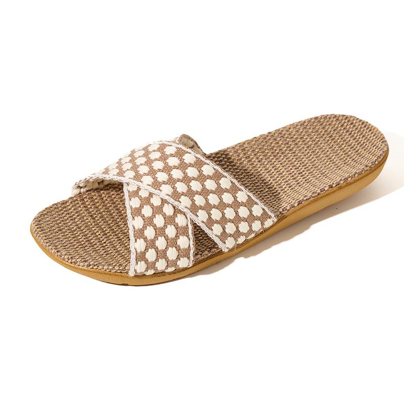 Распродажа Льняные тапочки на ЭВА подошве Повседневные Открытые Шлепанцы для Женщин Удобные Домашние Тапочки Легкая Домашняя Обувь 44-45 хаки 669₽