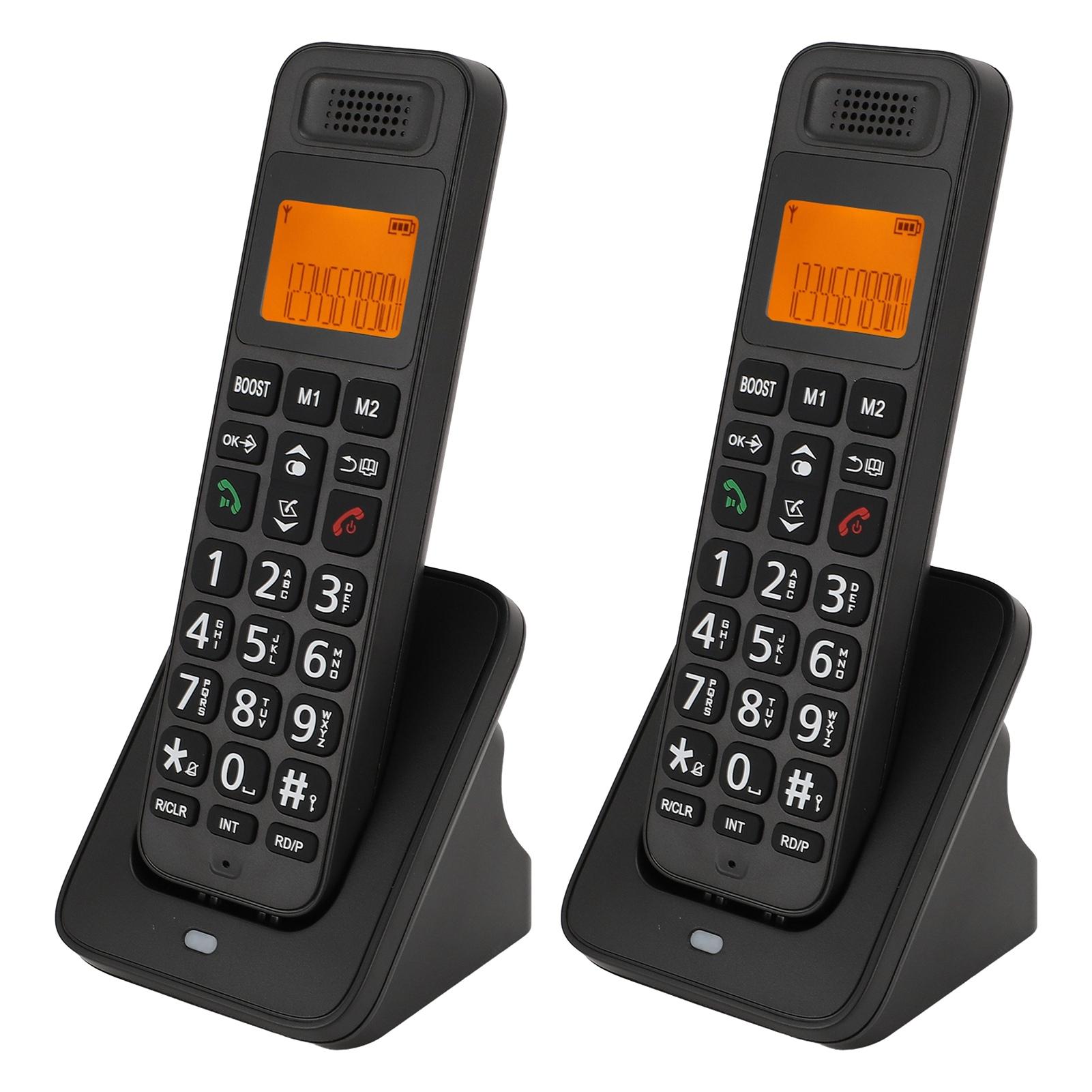 

Домашний телефон с желтым ЖК-дисплеем с подсветкой DECT 6.0 беспроводной домашний телефон с 2 трубками полный дуплекс EU Plug чёрный