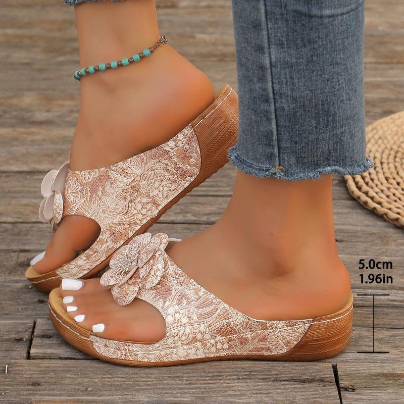 Fashion Women Wedges Slippers Summer New Pinch Toe Sandals Designer Slipper Fashion Thick-sole Flip Flops Casual Platform Sandals Slides