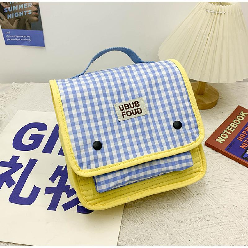 Pattern Simple Grid Letter Decoration Children Casual Backpacks For Daily Use
