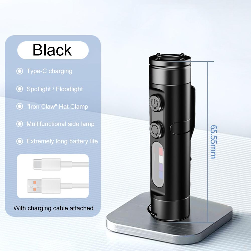 Taclite Mini Flashlight Emergency Work Light USB-C Rechargeable UV Lamp with Hat Clip Camping Walking Light for Inspection