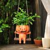 Outdoor Pumpkin-Shaped Planter Pot for Garden Patio, Decorative Flower Pot for Yard and Home