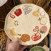 Doodle Fruit Hand Painted Ceramic Plate Splash Ink Breakfast Dessert Single Serving Plate Set High Value