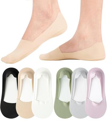 Womens Nylon Non Slip Low Cut  Liner Footies Thin Silk Socks For Flats Loafers Lightweight 6 Pairs