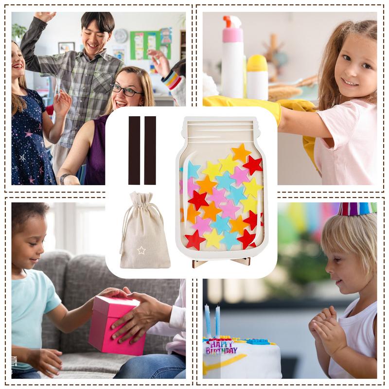 Wooden Motivational Reward Jar With Standing Base Kids Reward Jar Multipurpose Magnetic Incentive Jar D IY Filling Toys For Kids