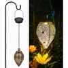 Hanging Solar Lights Outdoor Waterproof with Shepherd Hook Garden Decor Chandelier Birthday Gifts for Women Mom Family Hanging Solar Lanterns