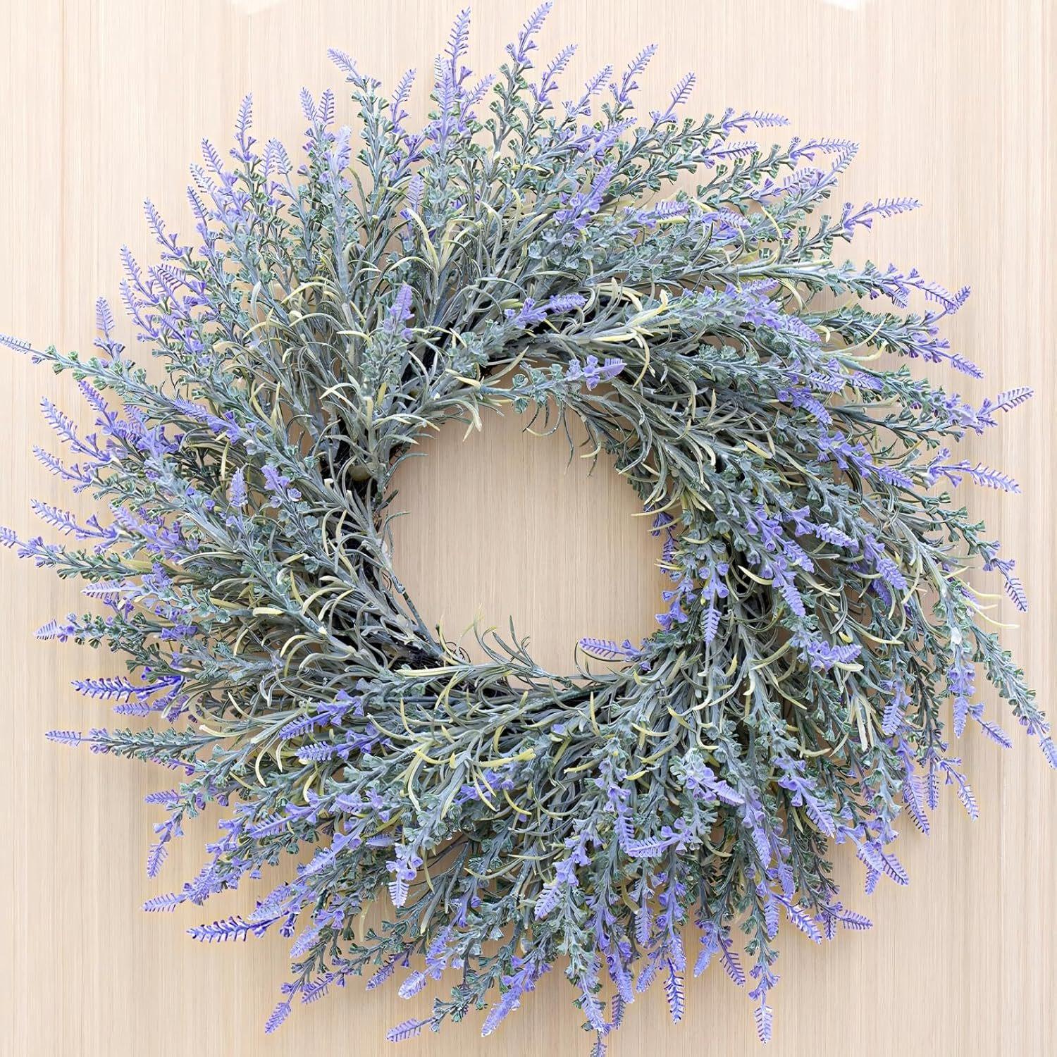 Spring Summer Simulated Lavender Wreath Front Door Hanging Home Decoration Mother s Day Plant Eternal Flower Event Decoration 50cm