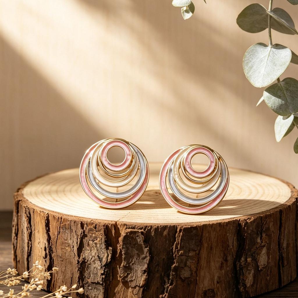 Hollow ring hand-painted enamel colored stud earrings European and American style commuting versatile light luxury explosive women's earrings