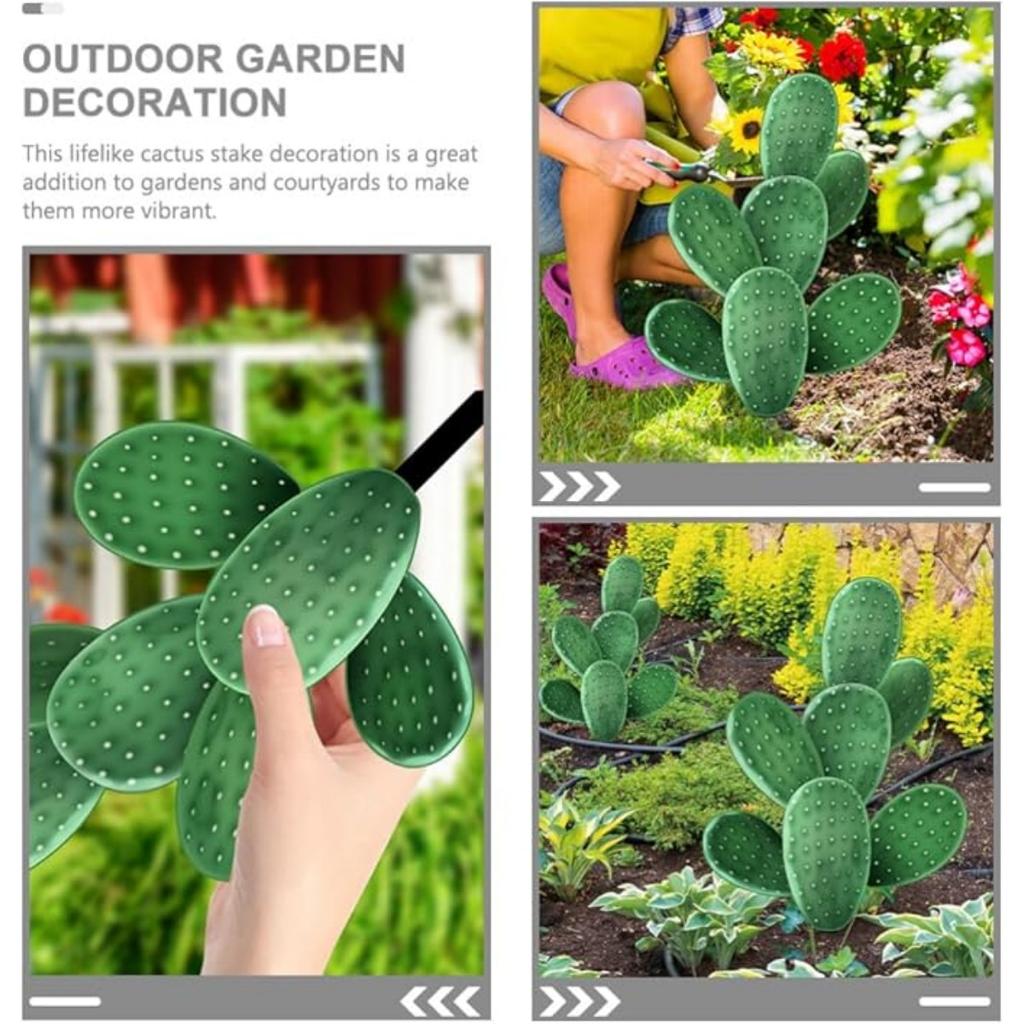 Cactus Garden Stake Acrylic Cactus Yard Art Outdoor Cactus Statue Sculpture Ornament for Garden Lawn Ground Yard Decorations