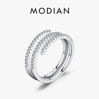 MODIAN Solide 925 Sterling Silber Geometrische Schlange Linie Ring Funkelnden Klaren CZ Ringe Für Frauen Party Edlen Schmuck Freundin geschenk