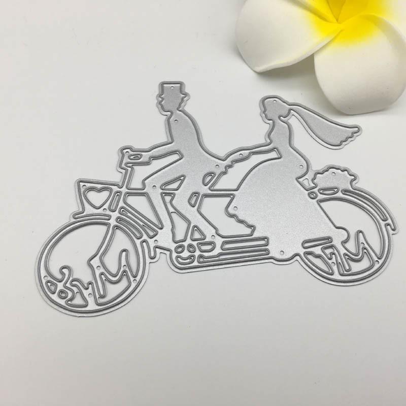 Kovové vykrajovátka a šablony pro pár na kole, Die Cut pro DIY Scrapbooking Album Papírové Karty Ražba