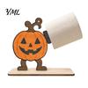 Funny Cartoon Skeleton Decor 2Pcs Halloween Paper Towel Holder, Animal Tabletop Roll Dispenser, Wooden Werewolf Decoration Tissue Stand for