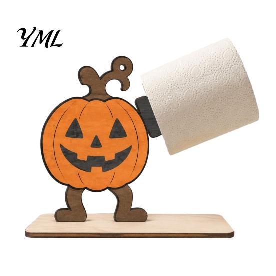 Funny Cartoon Skeleton Decor 2Pcs Halloween Paper Towel Holder, Animal Tabletop Roll Dispenser, Wooden Werewolf Decoration Tissue Stand for