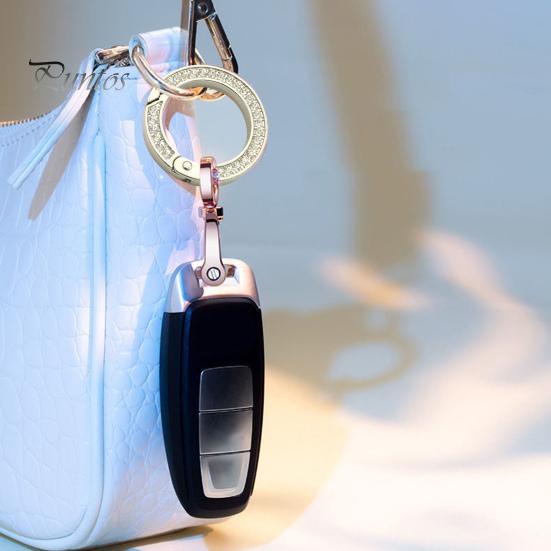 Key Ring Double-sided Rhinestone Compressible Spring Exquisite Portable Multipurpose Decorate Zinc Alloy Spring Keyring Key Chain Buckle Car Accessory