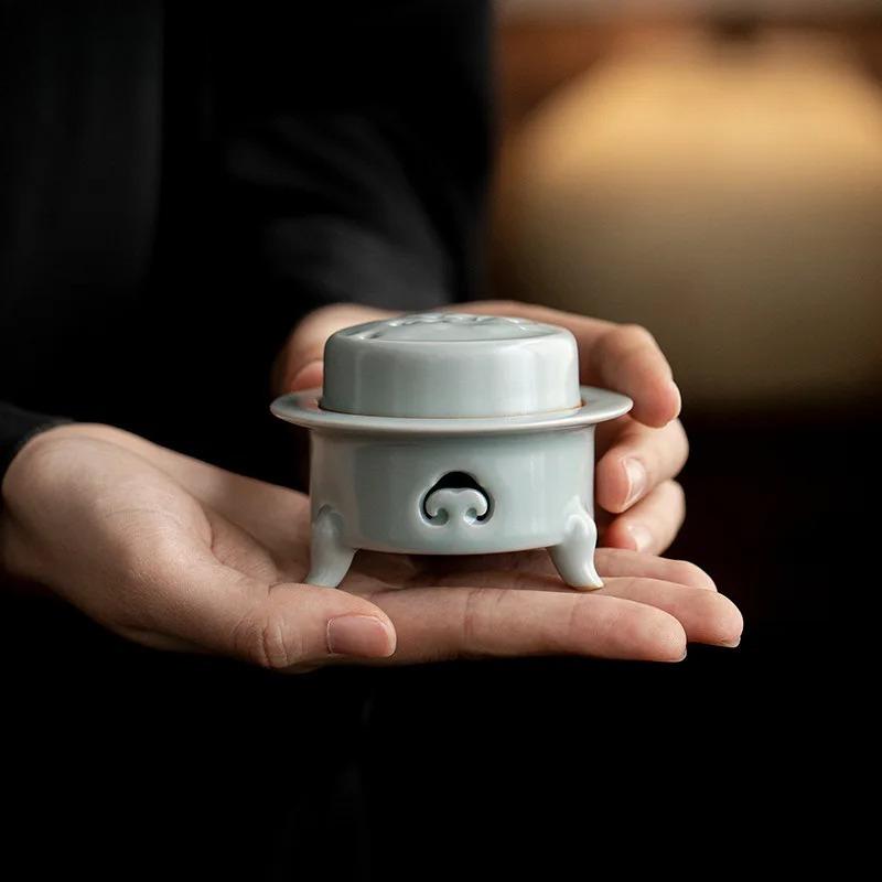 Yaozhou Kiln Celadon Incense Holder Vintage Incense Smoke Waterfall Incense Burners Consecrate Censer Tea Ceremony Craft Gift