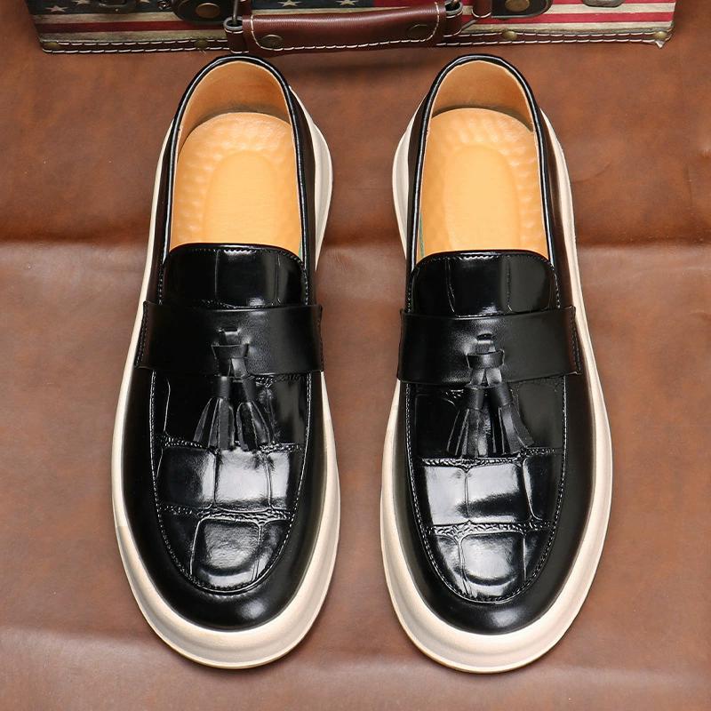 Fashion Trend Increase Luxury Men Slip On Tassels Loafter Leisure Leather Shoes Male Comfortable Sneakers Tenis Masculino Zapatos Hombre