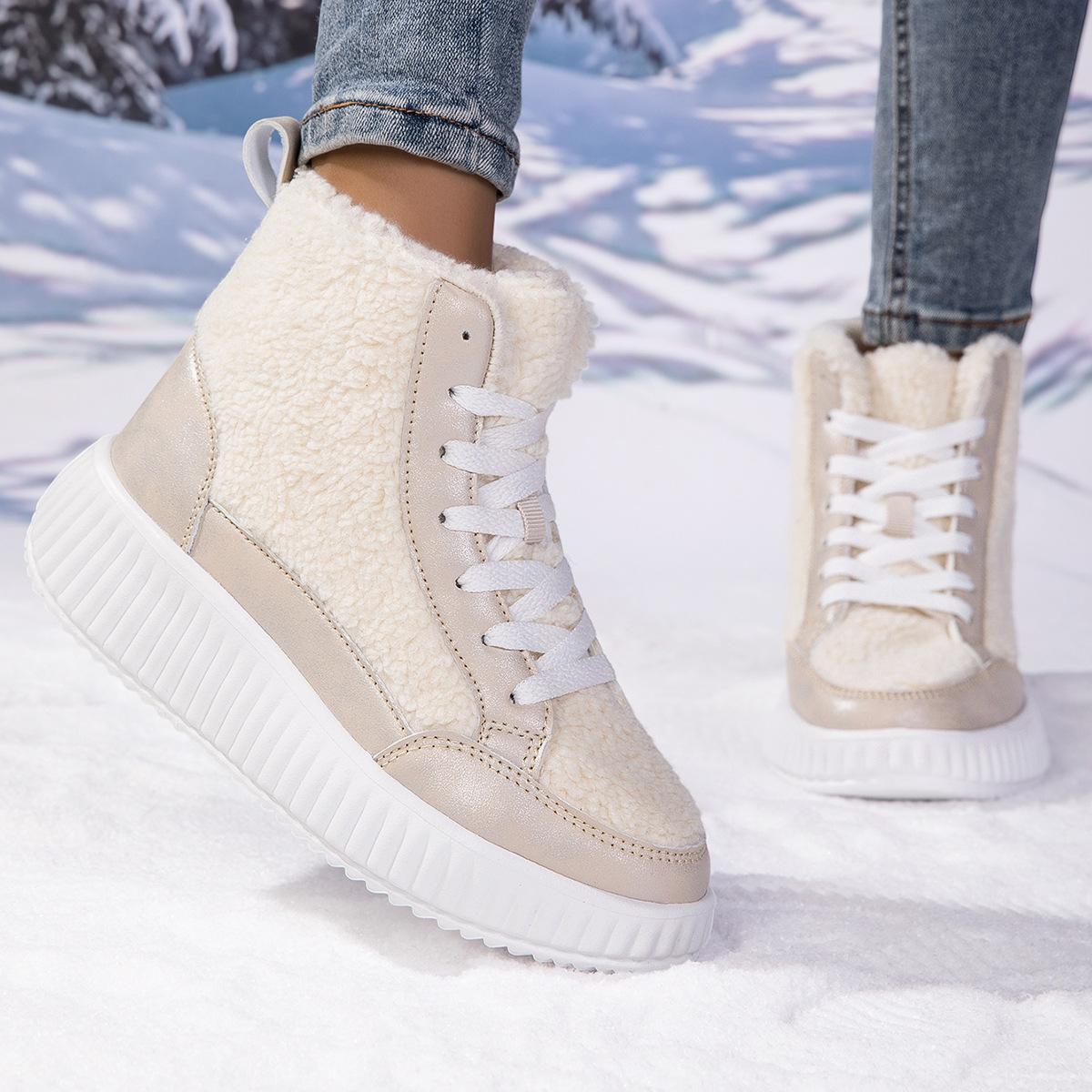 Board shoes Sports board shoes Casual shoes Fleece thickened cotton shoes 36 бежевый