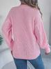 2025 Autumn/Winter V-neck Lantern Sleeve Cable Knit Button Cardigan Sweater for Women