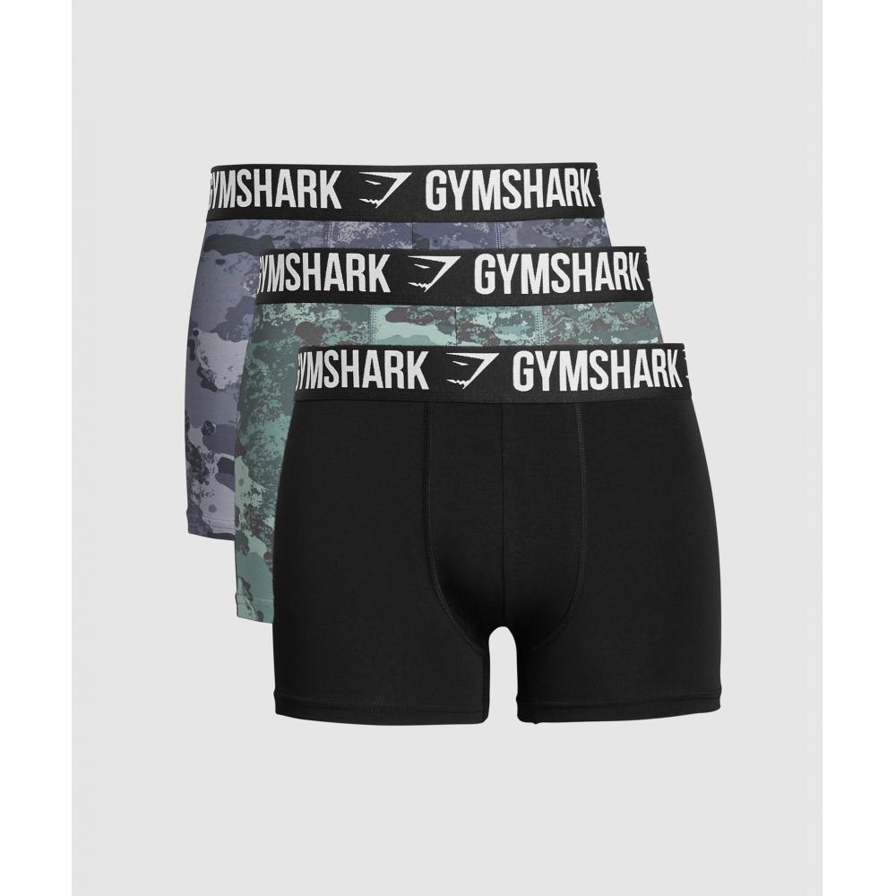 

Gymshark Boxer Brief 3pk Blue Surf Denim Grey Black A5a3w Udqw XS