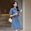 Women's Denim Short-Sleeved A-Line Dress