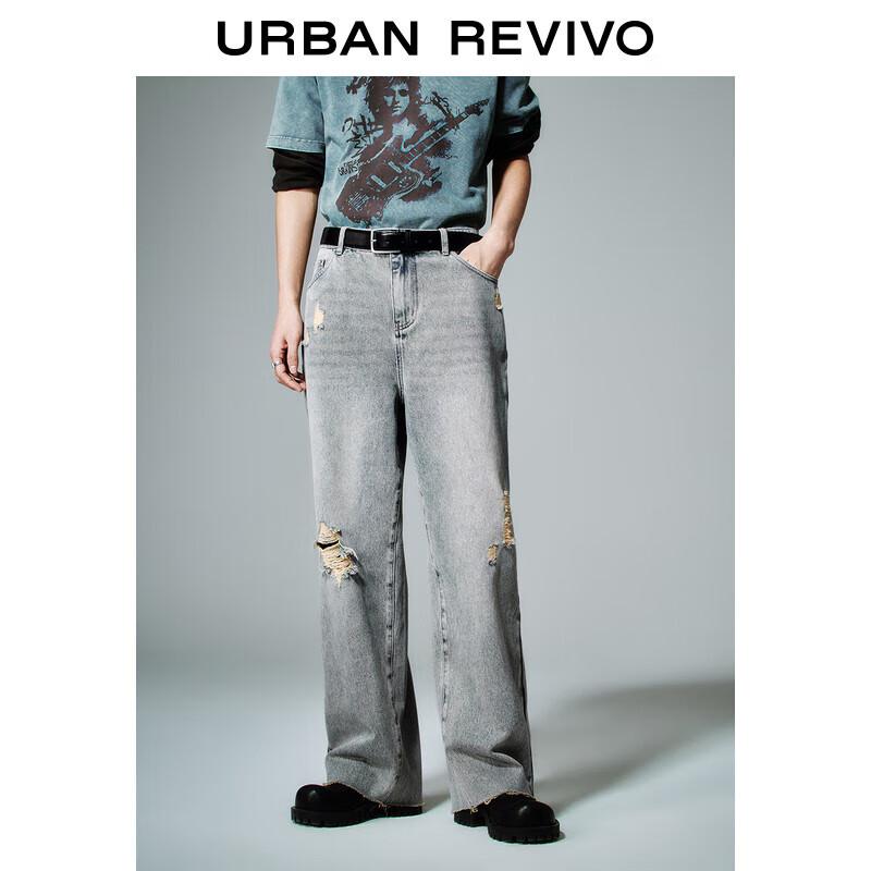 

Мужские джинсы UR на весну 2025 года, выстиранные, рваные, широкие 34