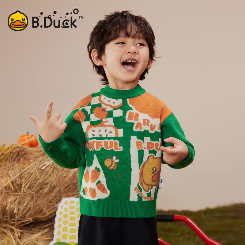B.Duck Boys' Cartoon Knit Pullover Sweater