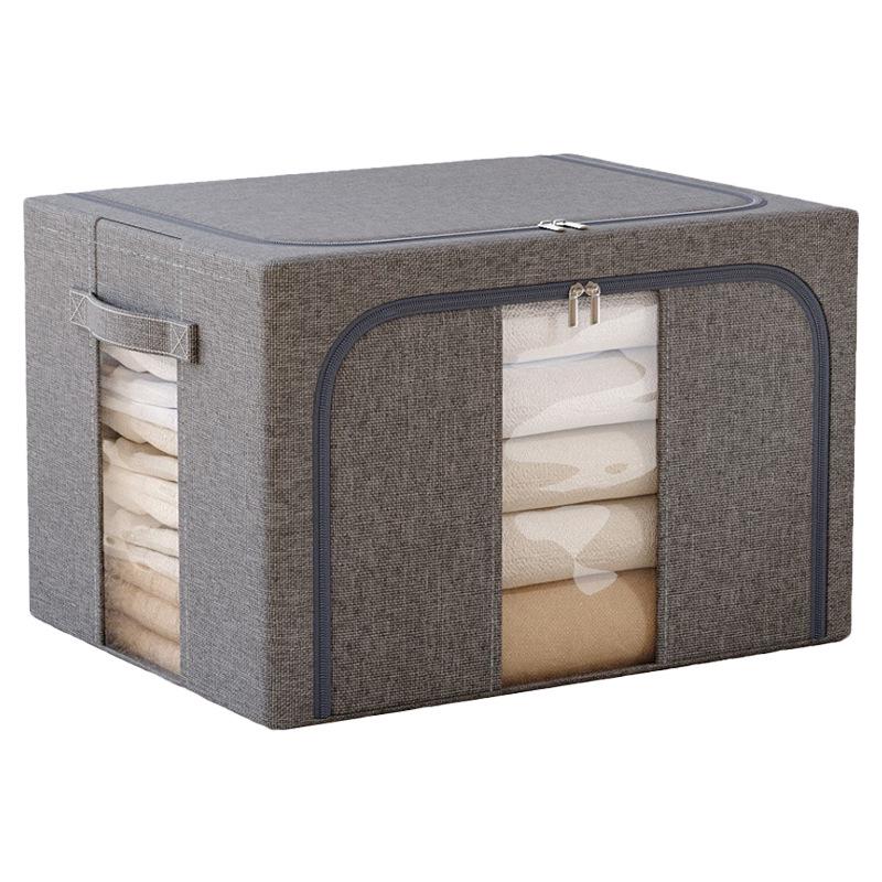 Foldable Steel Frame Clothing & Quilt Storage Box - Moisture-Proof Cotton Organizer for Dorm & Home.