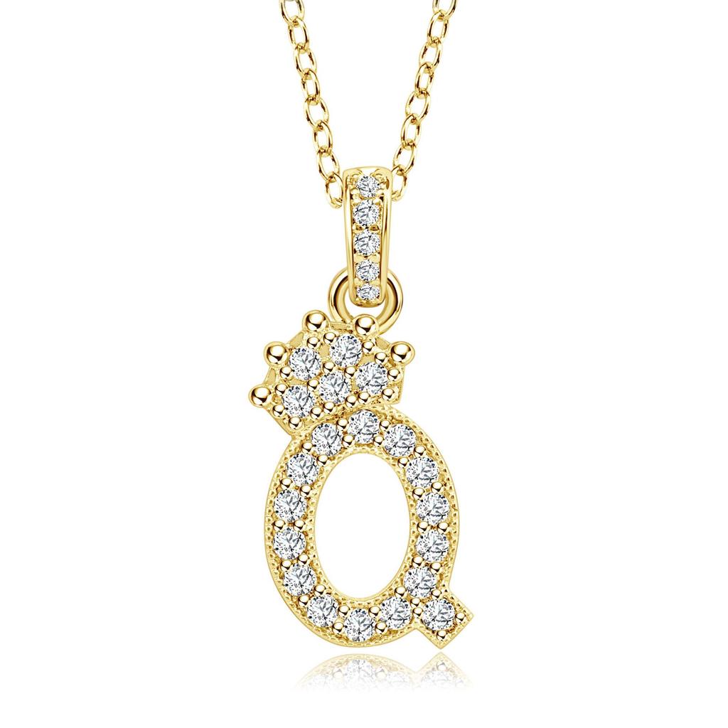 Gold-Plated Zircon Crown Letter Pendant Necklace - Women's Versatile Choker