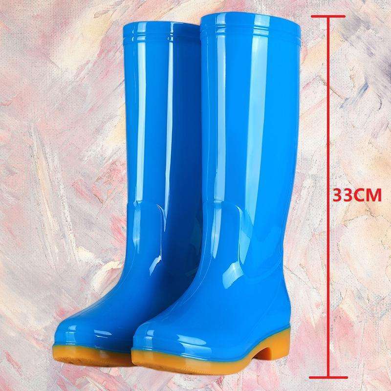 Hohe rutschfeste Samt-Baumwoll-Regenschuhe Regenstiefel wasserdichte Schuhe Eimer-Gummischuhe Überschuhe Wasserstiefel Damen Erwachsene Küche warm im Winter