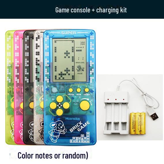 "2023 Nostalgic Tetris Game Console, 4.1-Inch Screen, Transparent Frosted Shell, Handheld"
