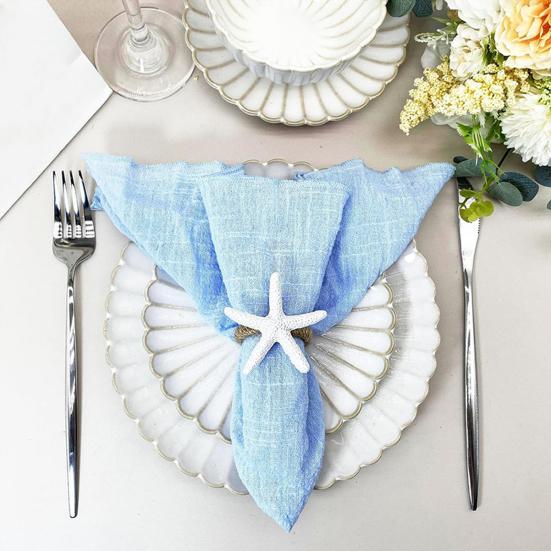 6 Pcs Napkin Rings Starfish Shape Reusable Ocean Theme Weddings Dinners Banquets Nautical Party Decoration Napkin Holders
